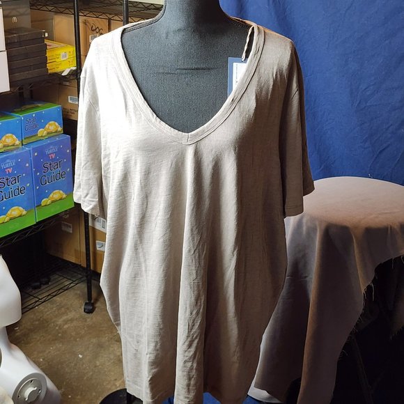 Universal Thread Tops - Universal Thread Goods Co. Galvanized Gray Fitted V Neck Short Sleeve TShirt 3XL